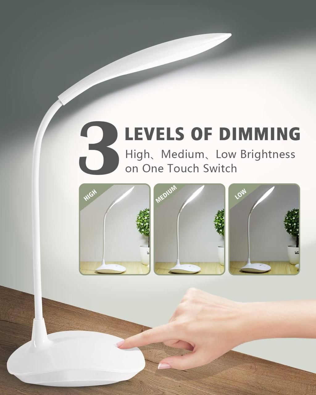 3-Level Dimmable LED Desk Lamp – Touch Control